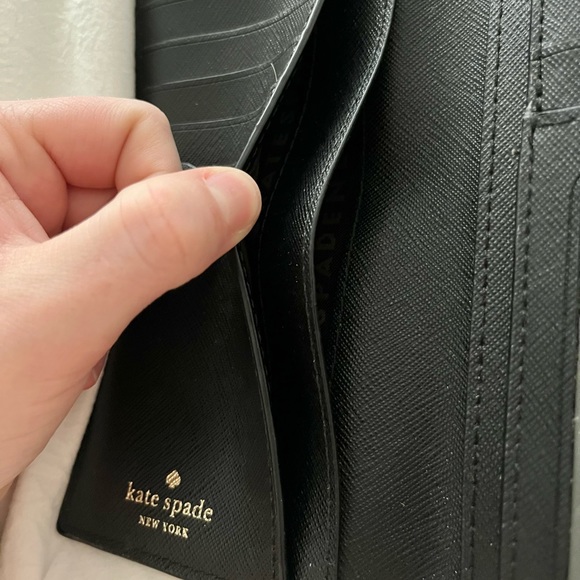Kate Spade | Pink & Black Spencer Slim Bifold Leather Wallet - Picture 5 of 10